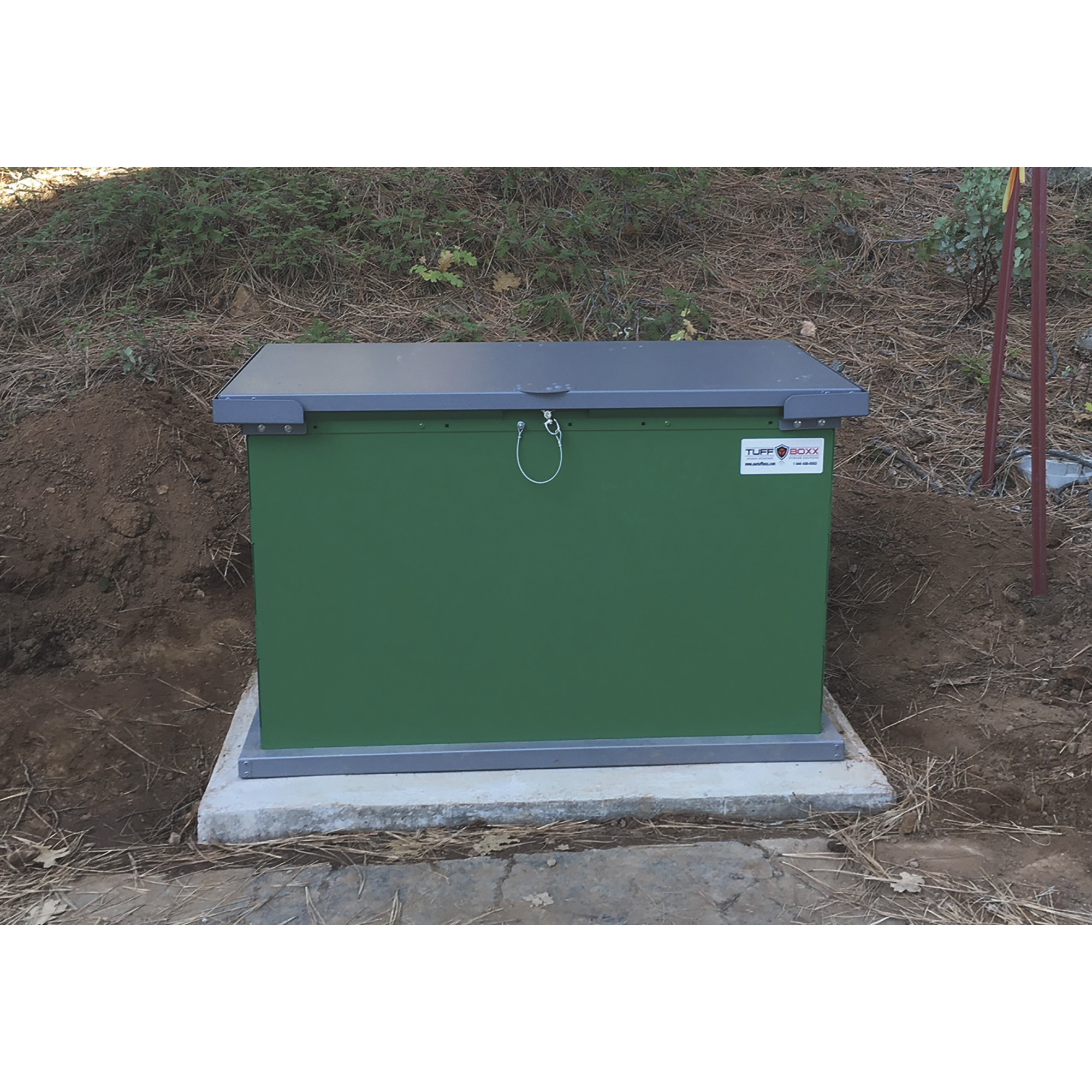 TuffBoxx Grizzly Bear-Resistant Mid-Size Storage Bin, Moss Green, 51in.W x 27in.D x 33in.H, Model# 453-002-8002